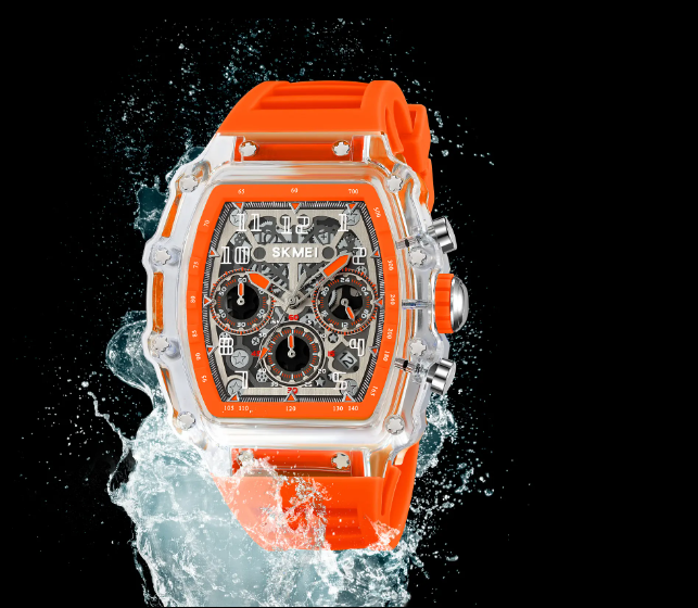 Men's Quartz Watch with Transparent Case, Waterproof Design, ChronoClear, Luminous Hands & Silicone Strap