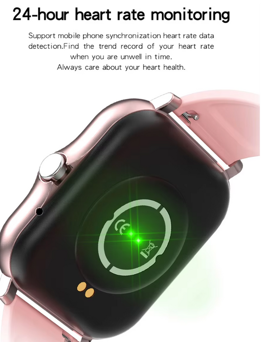 Women's Smart Watch - Stylish Bluetooth Fitness Tracker with Heart Rate Monitor, Sleep Tracker, Luminous LED Display, Multiple Time Zones, and Water Resistance - Compatible with Android & iOS