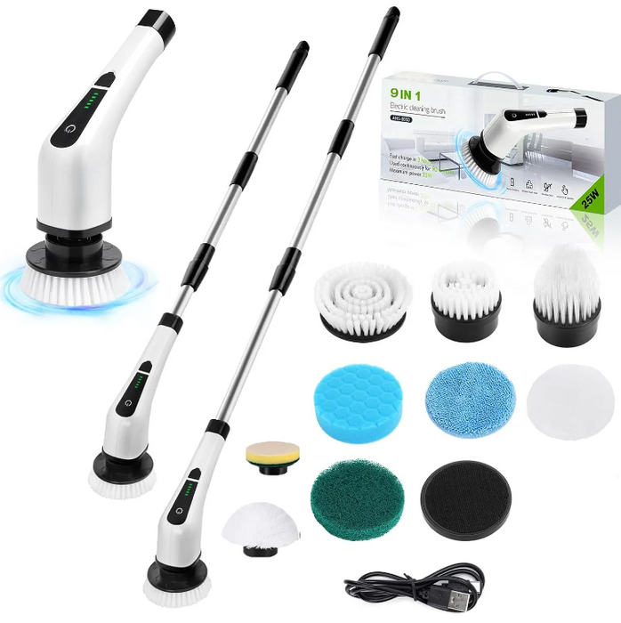 7-in-1 Cordless Electric Spin Scrubber for Bathroom, Tile, Floor & Kitchen, Rechargeable Cleaning Brush with Interchangeable Brush Heads 7 in 1