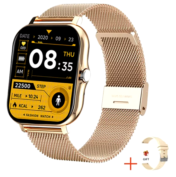 Women's Smart Watch - Stylish Bluetooth Fitness Tracker with Heart Rate Monitor, Sleep Tracker, Luminous LED Display, Multiple Time Zones, and Water Resistance - Compatible with Android & iOS